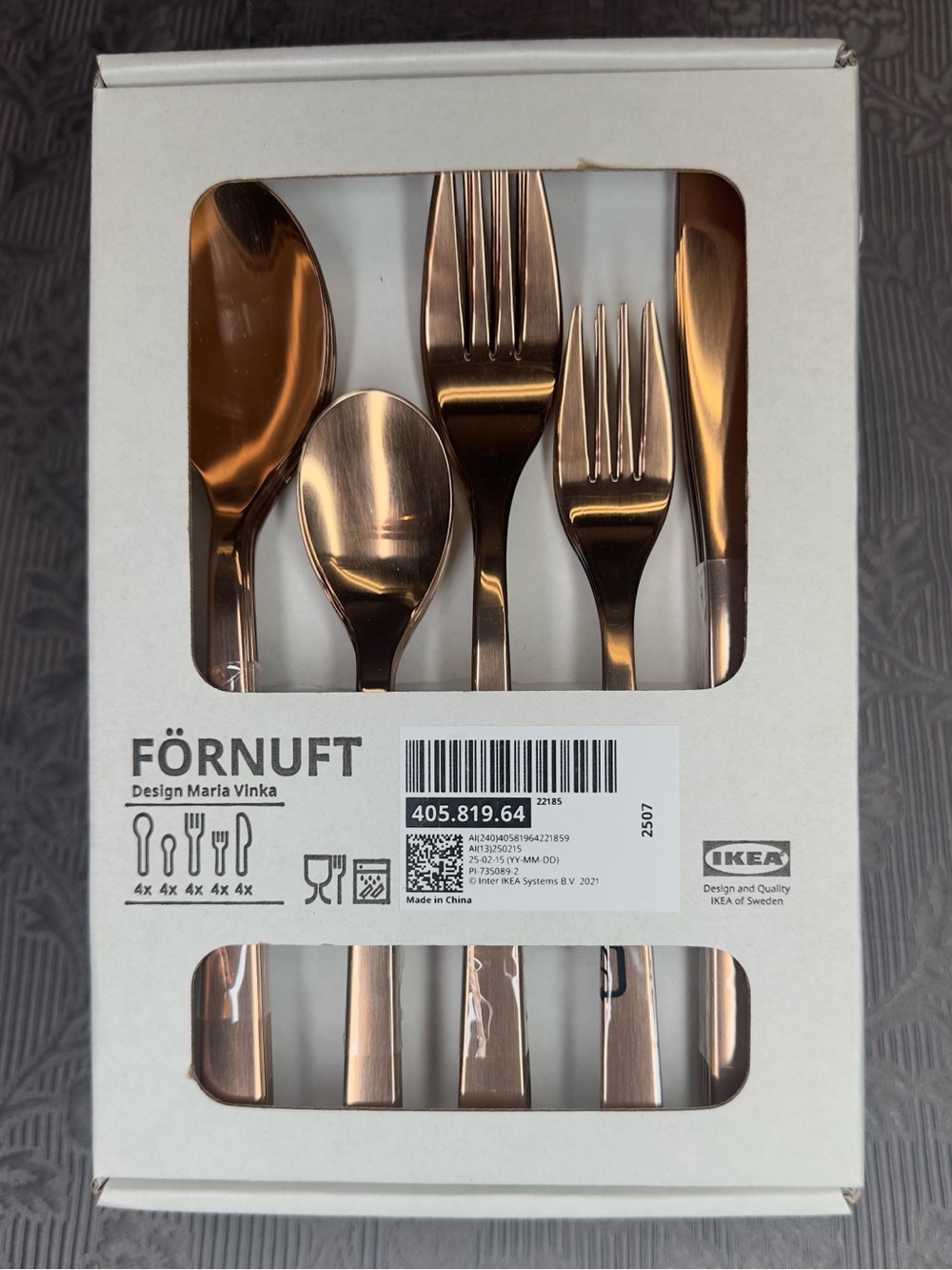 IKEA FORNUFT FÖRNUFT 20-piece Flatware Set Rose-gold Color  405.819.64